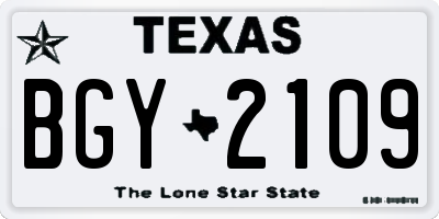 TX license plate BGY2109