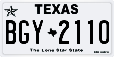 TX license plate BGY2110