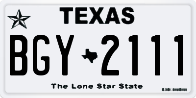 TX license plate BGY2111