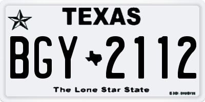 TX license plate BGY2112