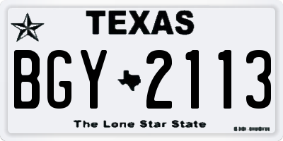 TX license plate BGY2113