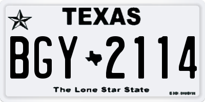 TX license plate BGY2114
