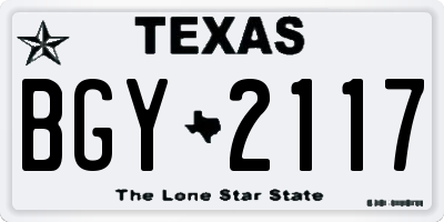 TX license plate BGY2117
