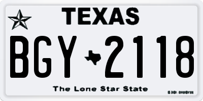 TX license plate BGY2118