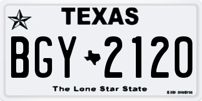 TX license plate BGY2120