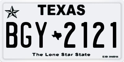 TX license plate BGY2121