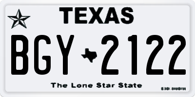 TX license plate BGY2122