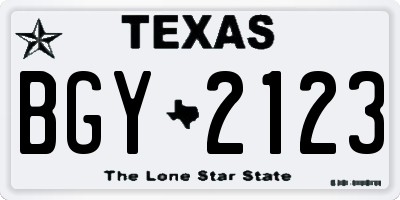 TX license plate BGY2123