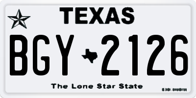 TX license plate BGY2126