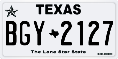 TX license plate BGY2127