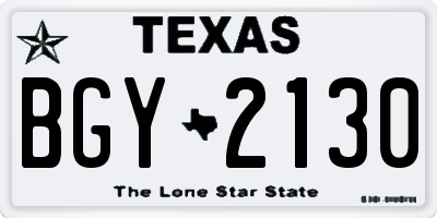 TX license plate BGY2130