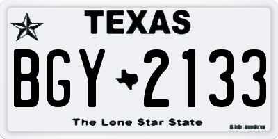 TX license plate BGY2133