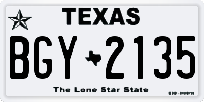 TX license plate BGY2135