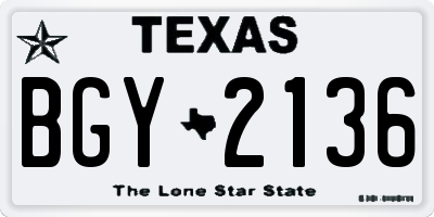 TX license plate BGY2136