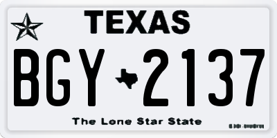 TX license plate BGY2137