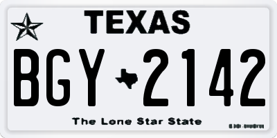 TX license plate BGY2142