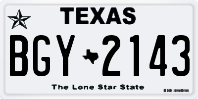 TX license plate BGY2143