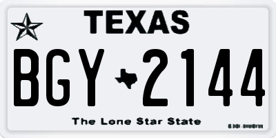 TX license plate BGY2144