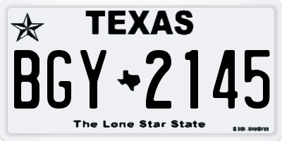 TX license plate BGY2145