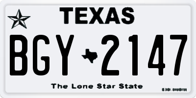 TX license plate BGY2147