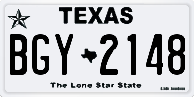 TX license plate BGY2148