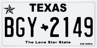 TX license plate BGY2149