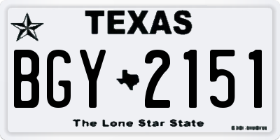 TX license plate BGY2151