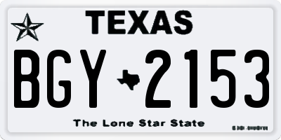 TX license plate BGY2153