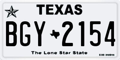 TX license plate BGY2154