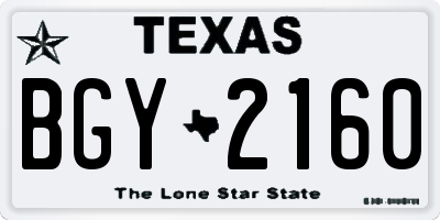 TX license plate BGY2160