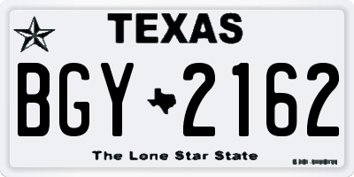 TX license plate BGY2162