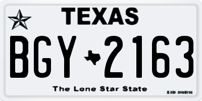 TX license plate BGY2163