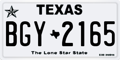 TX license plate BGY2165