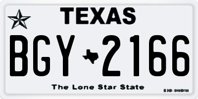TX license plate BGY2166