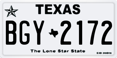 TX license plate BGY2172