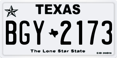 TX license plate BGY2173