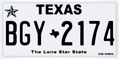 TX license plate BGY2174