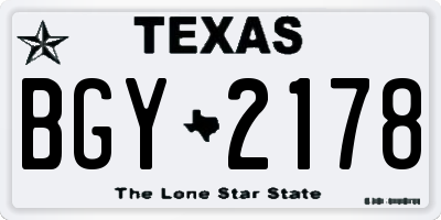 TX license plate BGY2178