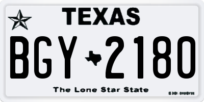 TX license plate BGY2180