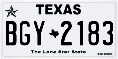 TX license plate BGY2183