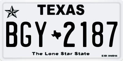 TX license plate BGY2187
