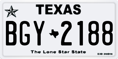TX license plate BGY2188