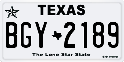 TX license plate BGY2189