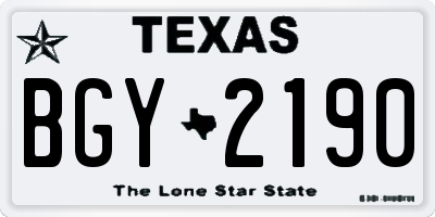 TX license plate BGY2190