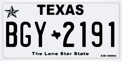 TX license plate BGY2191