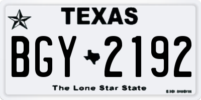 TX license plate BGY2192