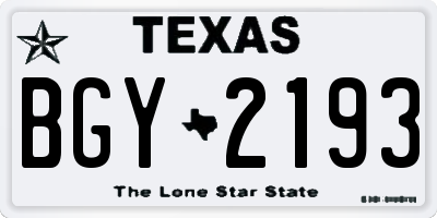 TX license plate BGY2193