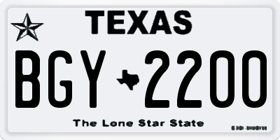 TX license plate BGY2200