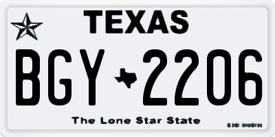 TX license plate BGY2206