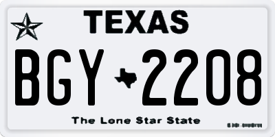 TX license plate BGY2208